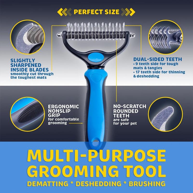 Dual-Guard Undercoat Rake for Dogs and Cats - Professional Deshedding Grooming Tool