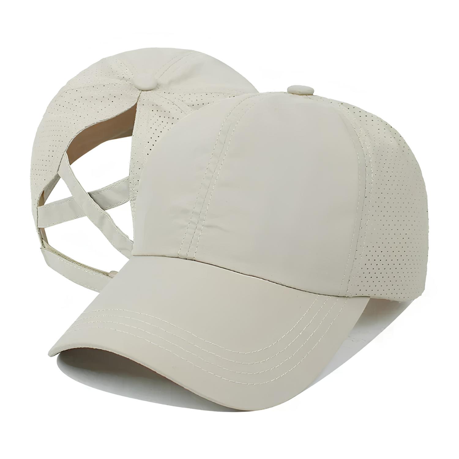 BreezeFit Mesh Sports Cap with Ponytail Opening and Adjustable Strap