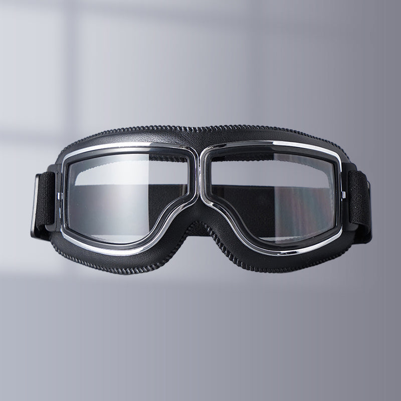 Retro Aviator Over-Glasses Motorcycle Goggles – Leather Foldable Design
