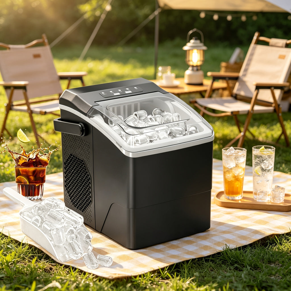 QuickCube Compact Ice Maker | Countertop Ice Machine with 2 Ice Sizes