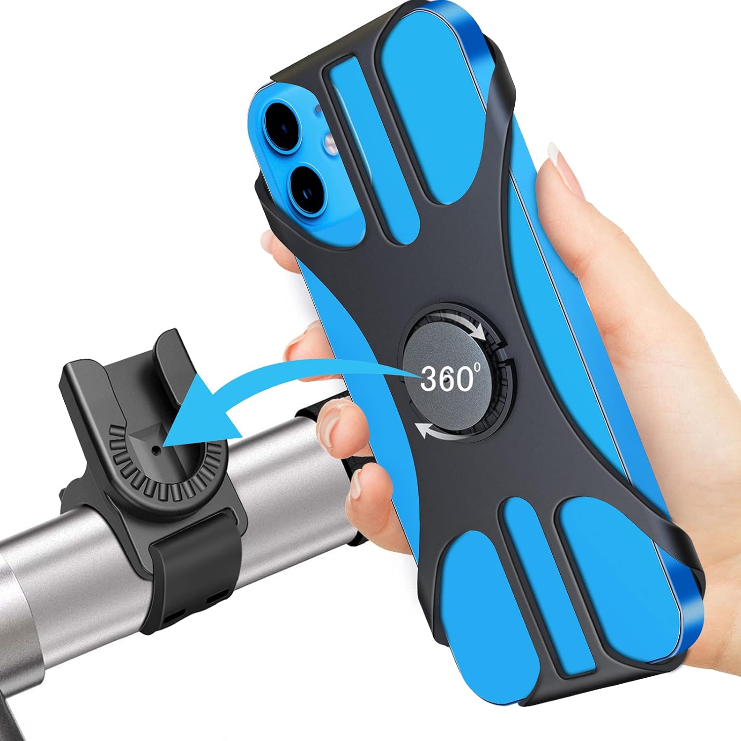 RideGrip 360° Quick-Release Bike Phone Mount 2-Pack for Handlebars
