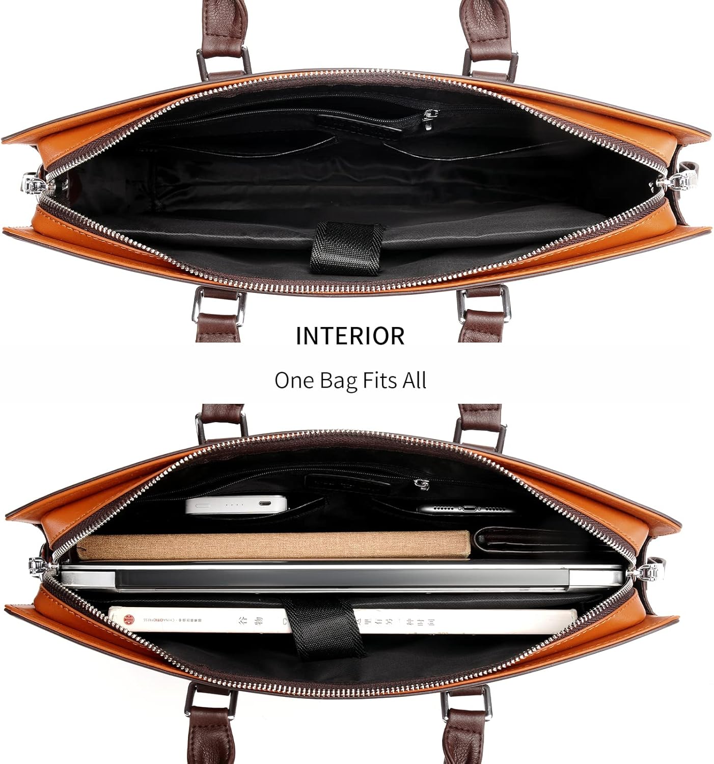 Professional Leather Laptop Briefcase with Multiple Compartments
