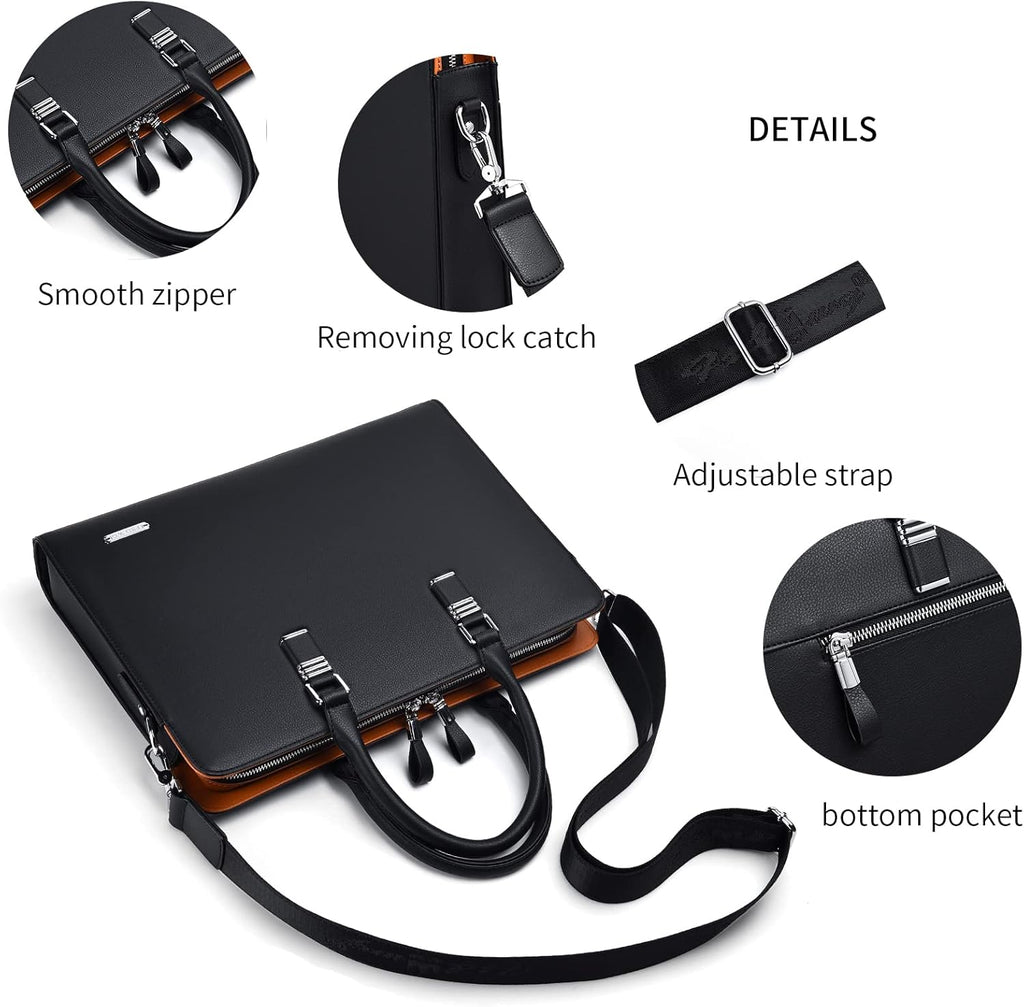 Professional Leather Laptop Briefcase with Multiple Compartments