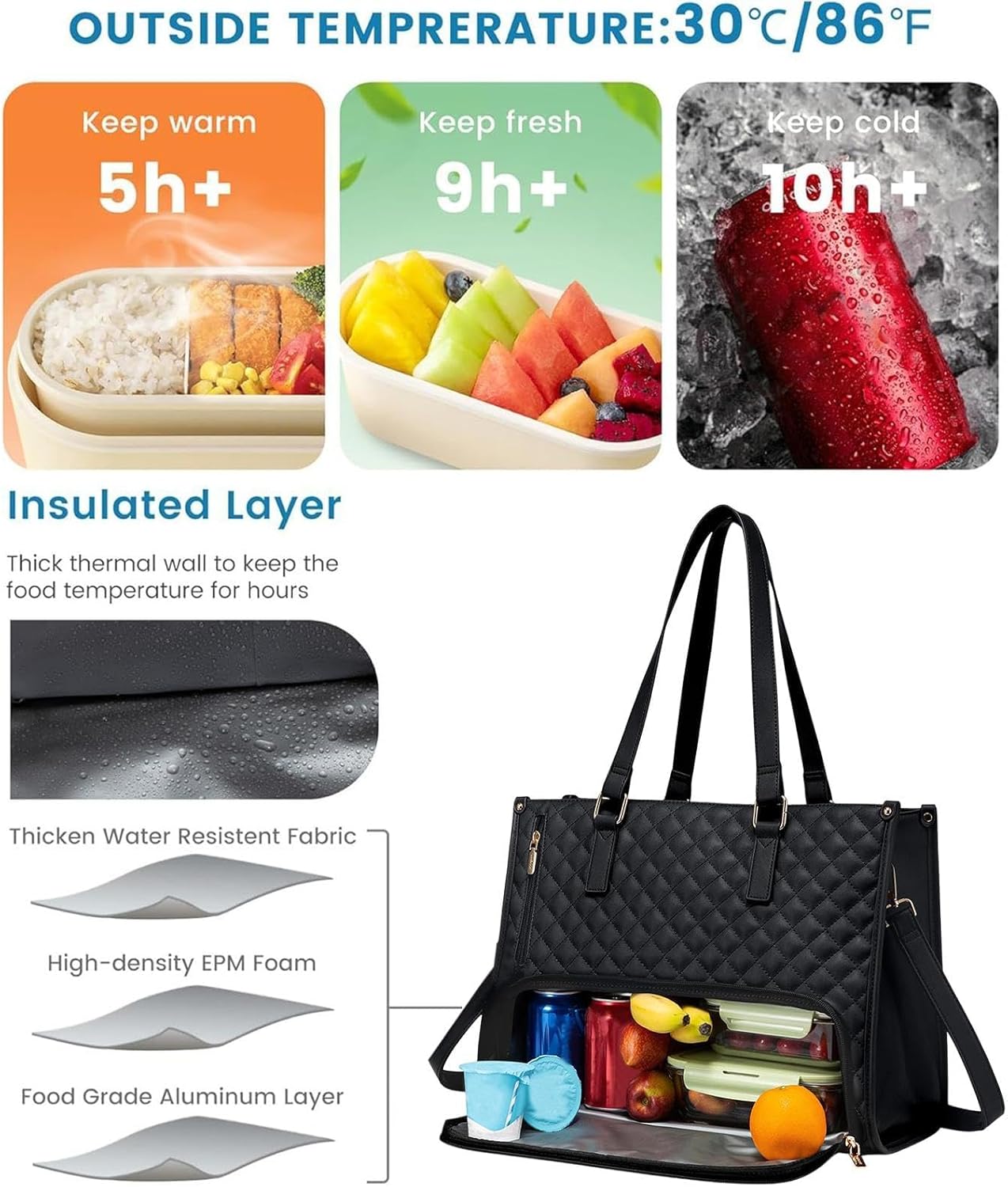 FreshCarry Insulated Lunch Tote with 15 Inch Laptop Compartment