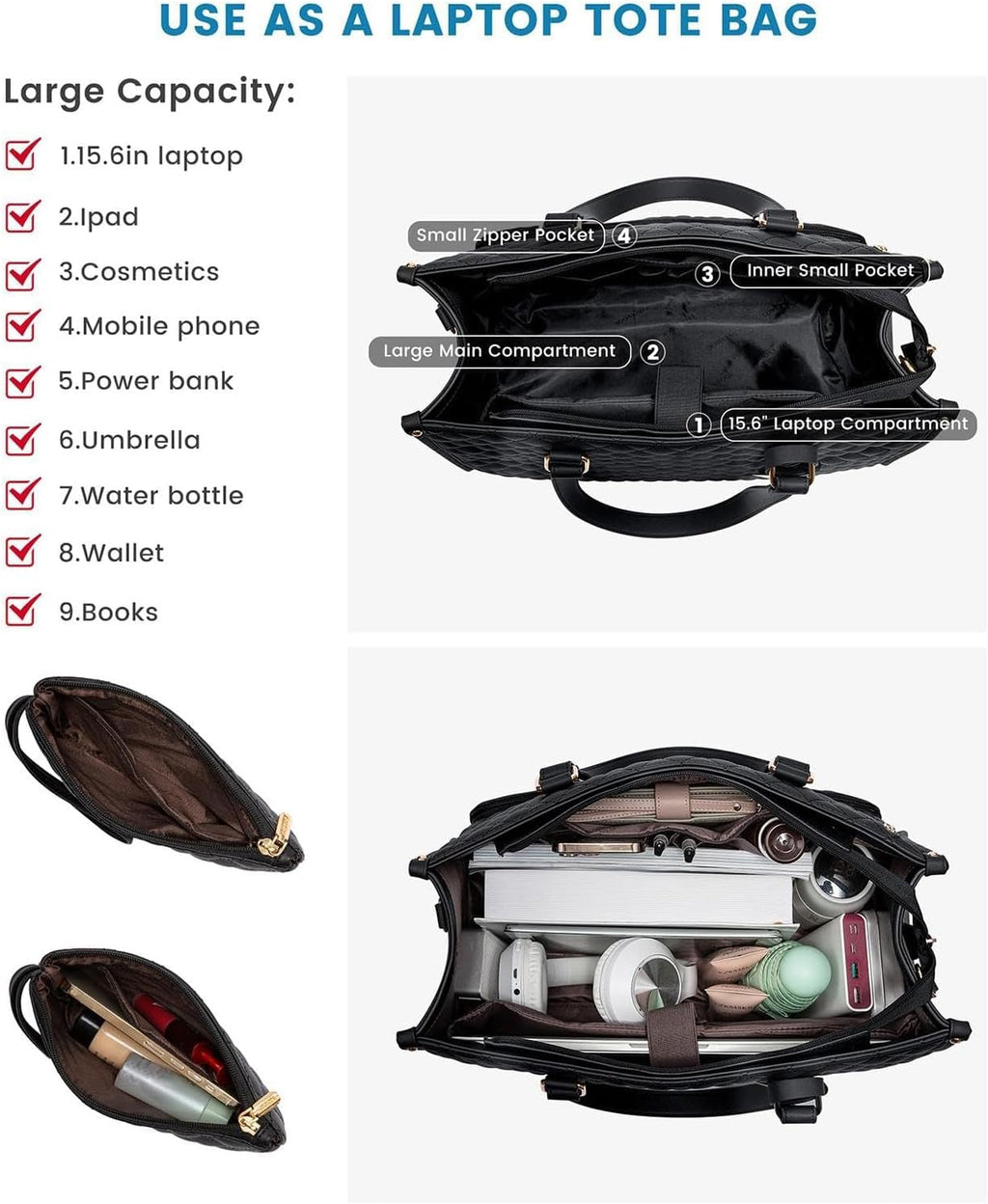 FreshCarry Insulated Lunch Tote with 15 Inch Laptop Compartment