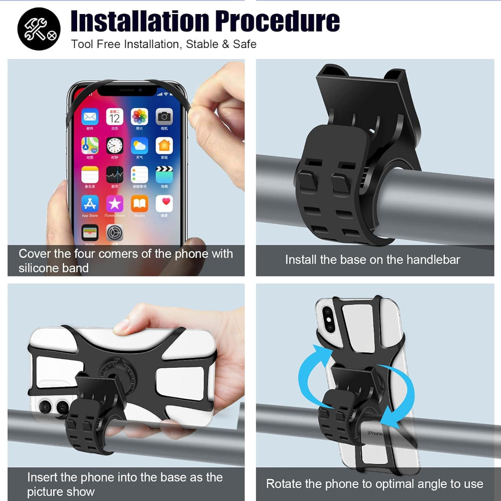 RideGrip 360° Quick-Release Bike Phone Mount 2-Pack for Handlebars