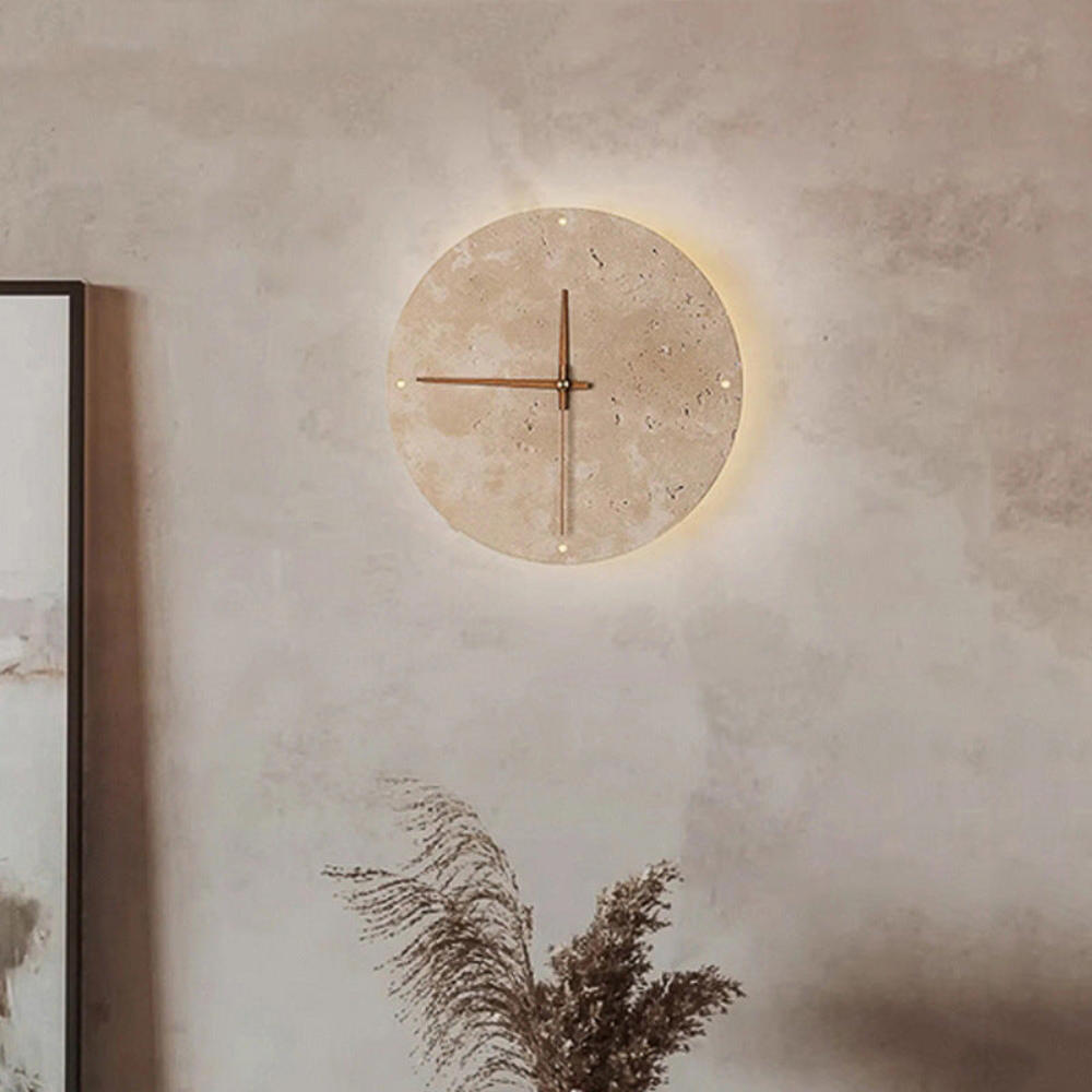 Natural Stone Backlit Wall Clock with LED Ambient Light - 9" or 11.8"