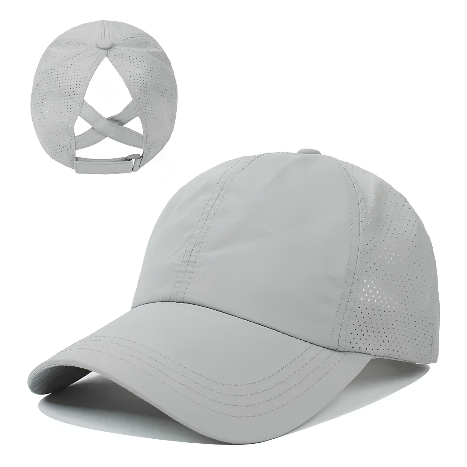 BreezeFit Mesh Sports Cap with Ponytail Opening and Adjustable Strap