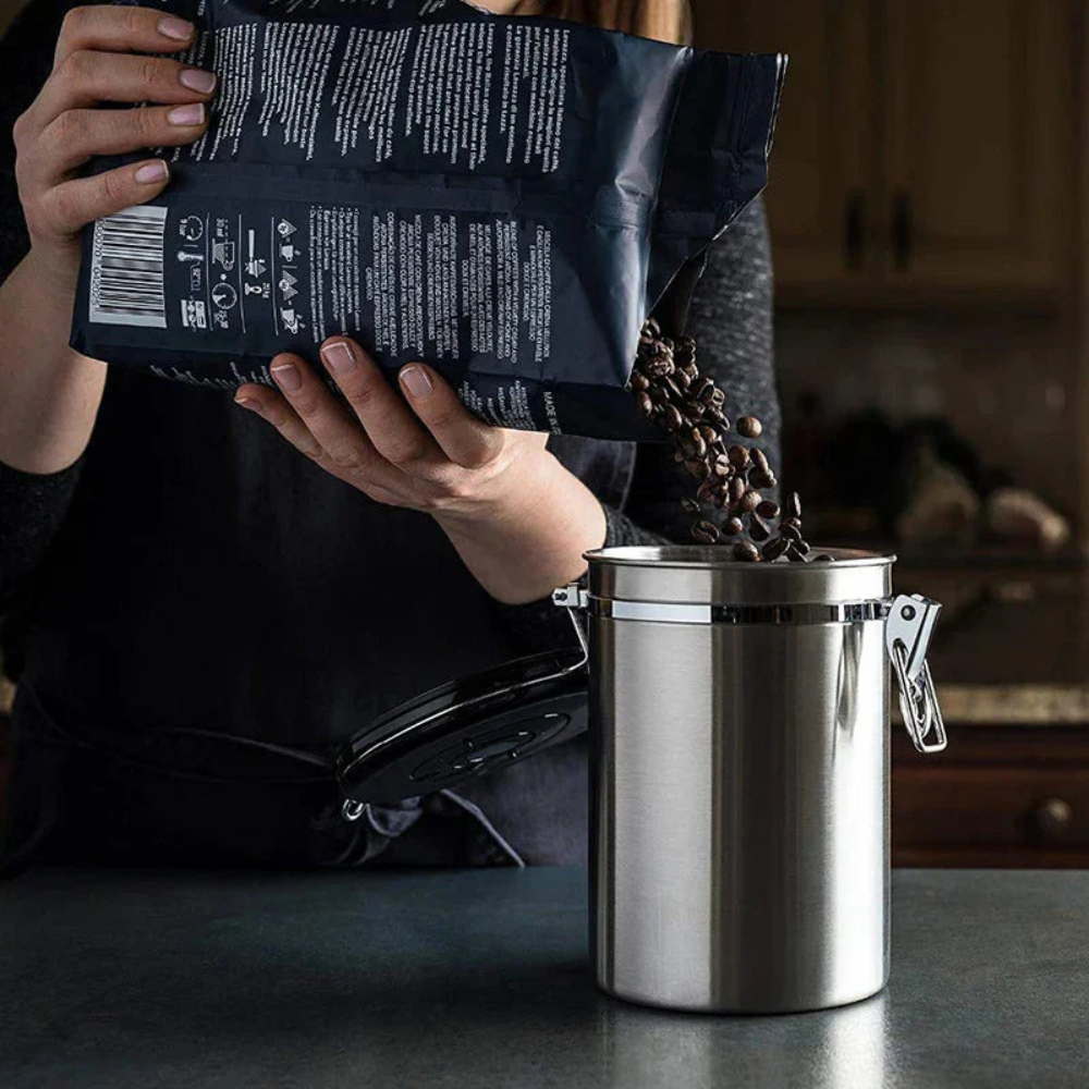 Premium Airtight Coffee Bean Storage Canister with CO2 Valve and Date Tracker
