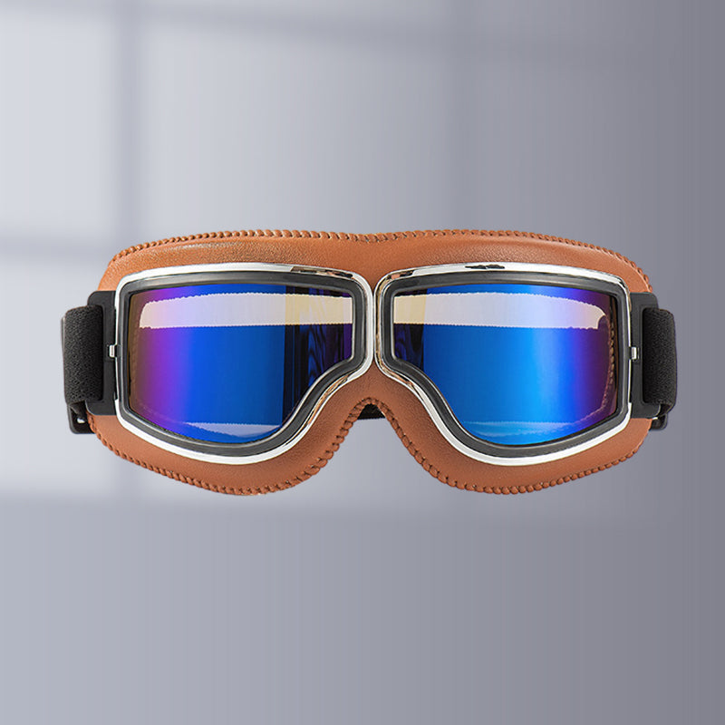 Retro Aviator Over-Glasses Motorcycle Goggles – Leather Foldable Design