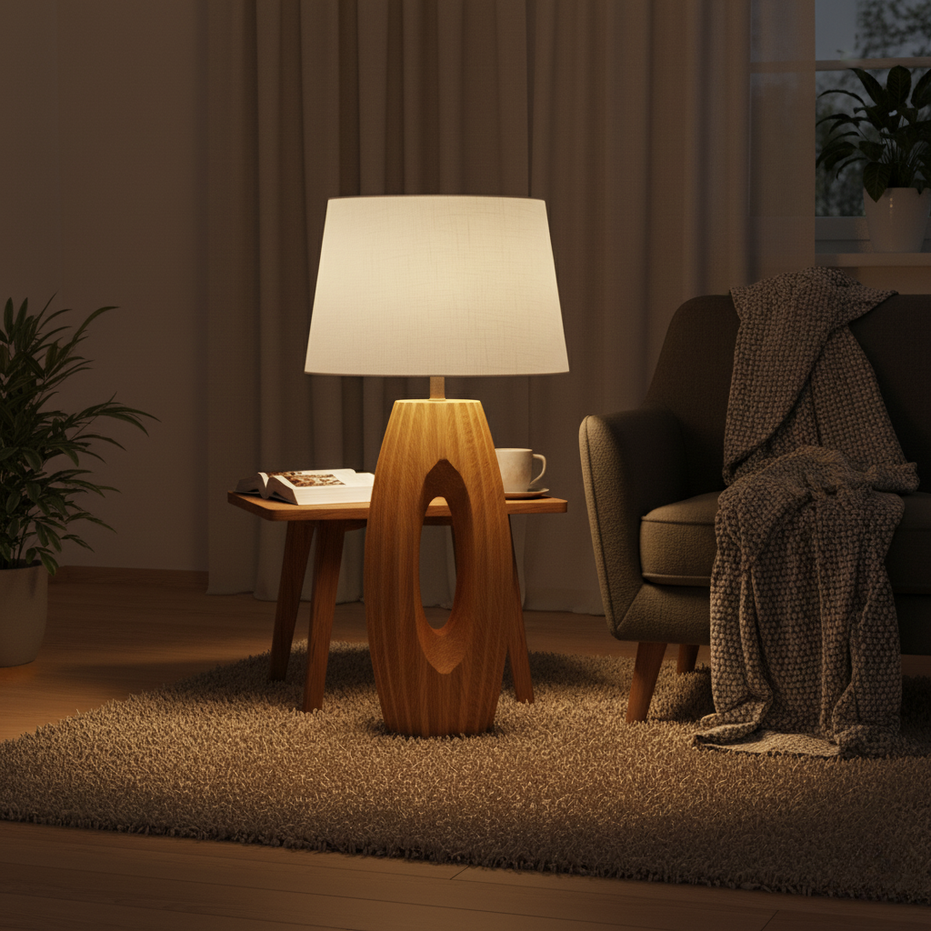 Sculpted Wood Table Lamp