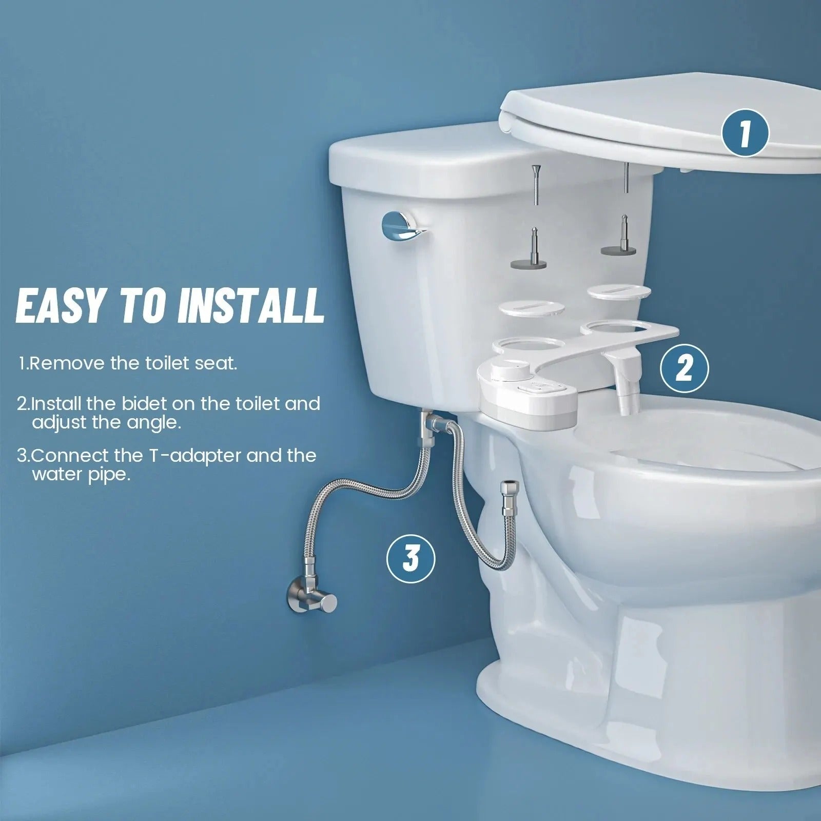 Dual Mode Toilet Bidet Seat Attachment with Adjustable Water Pressure