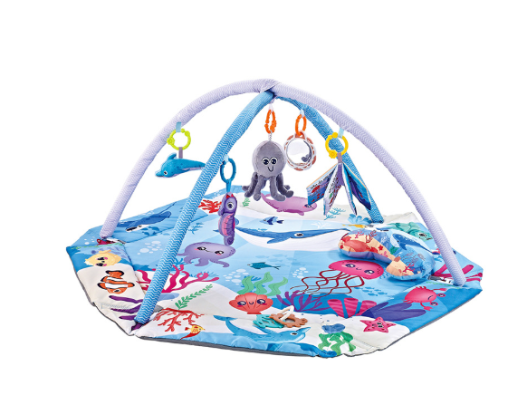 TinyBloom 8 in 1 Baby Activity Play Mat with Removable Sensory Toys