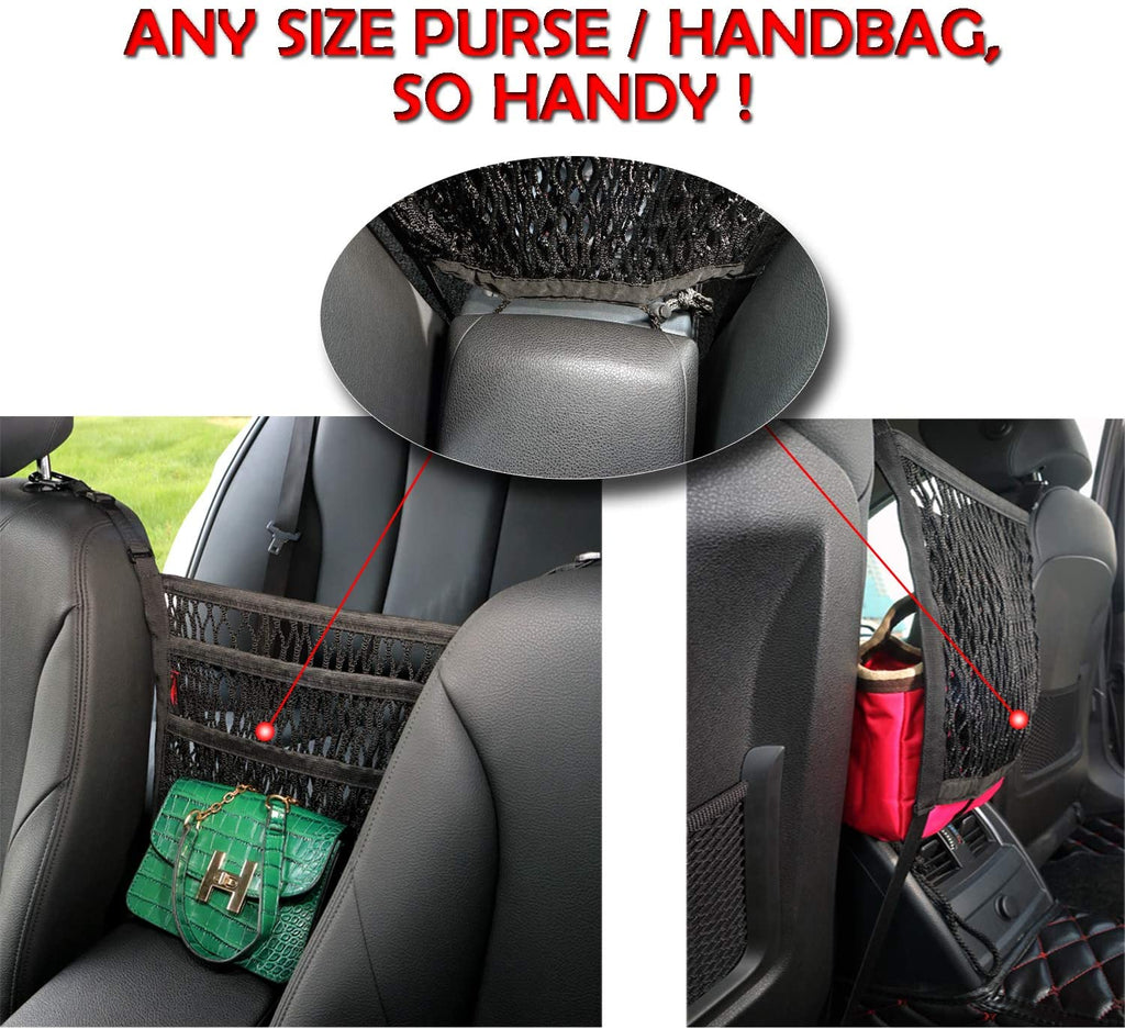Dual-Pocket Car Seat Storage Organizer with Mesh Design