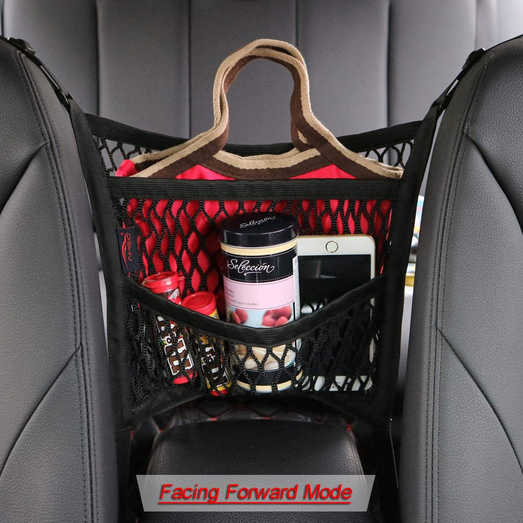 Dual-Pocket Car Seat Storage Organizer with Mesh Design