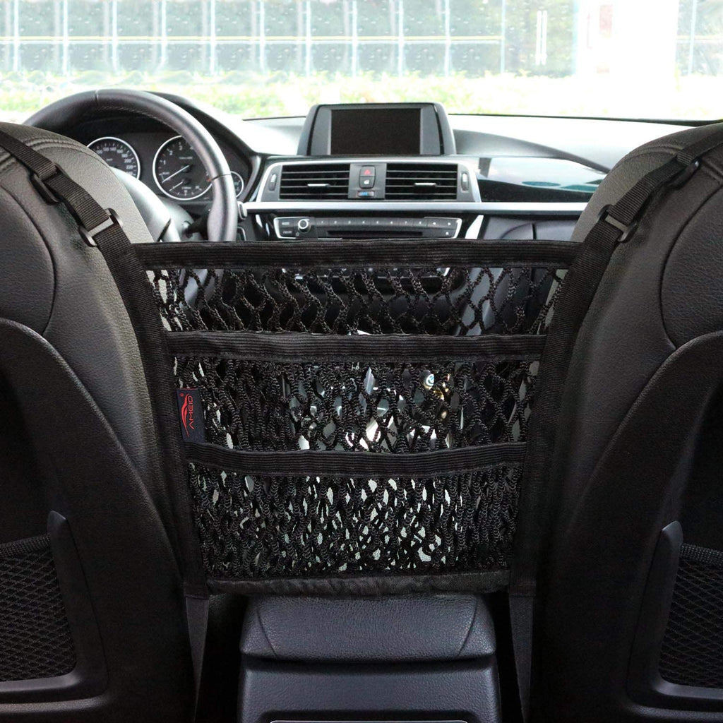 Dual-Pocket Car Seat Storage Organizer with Mesh Design