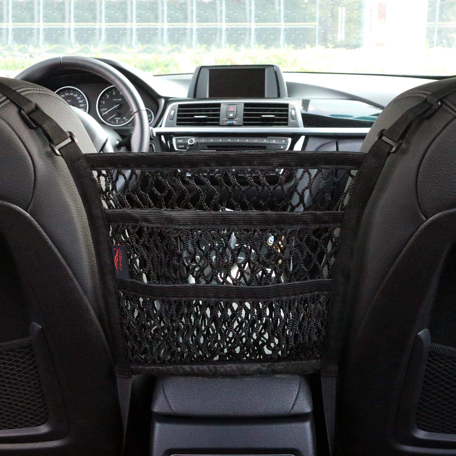 Dual-Pocket Car Seat Storage Organizer with Mesh Design