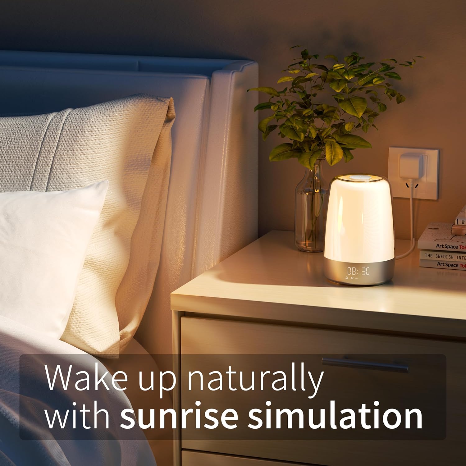 SunAura Sunrise Alarm Clock with Nature Sounds and Night Light
