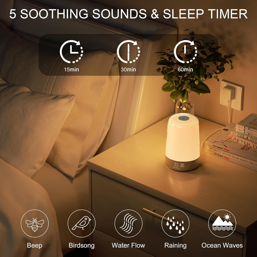 SunAura Sunrise Alarm Clock with Nature Sounds and Night Light