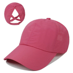 BreezeFit Mesh Sports Cap with Ponytail Opening and Adjustable Strap