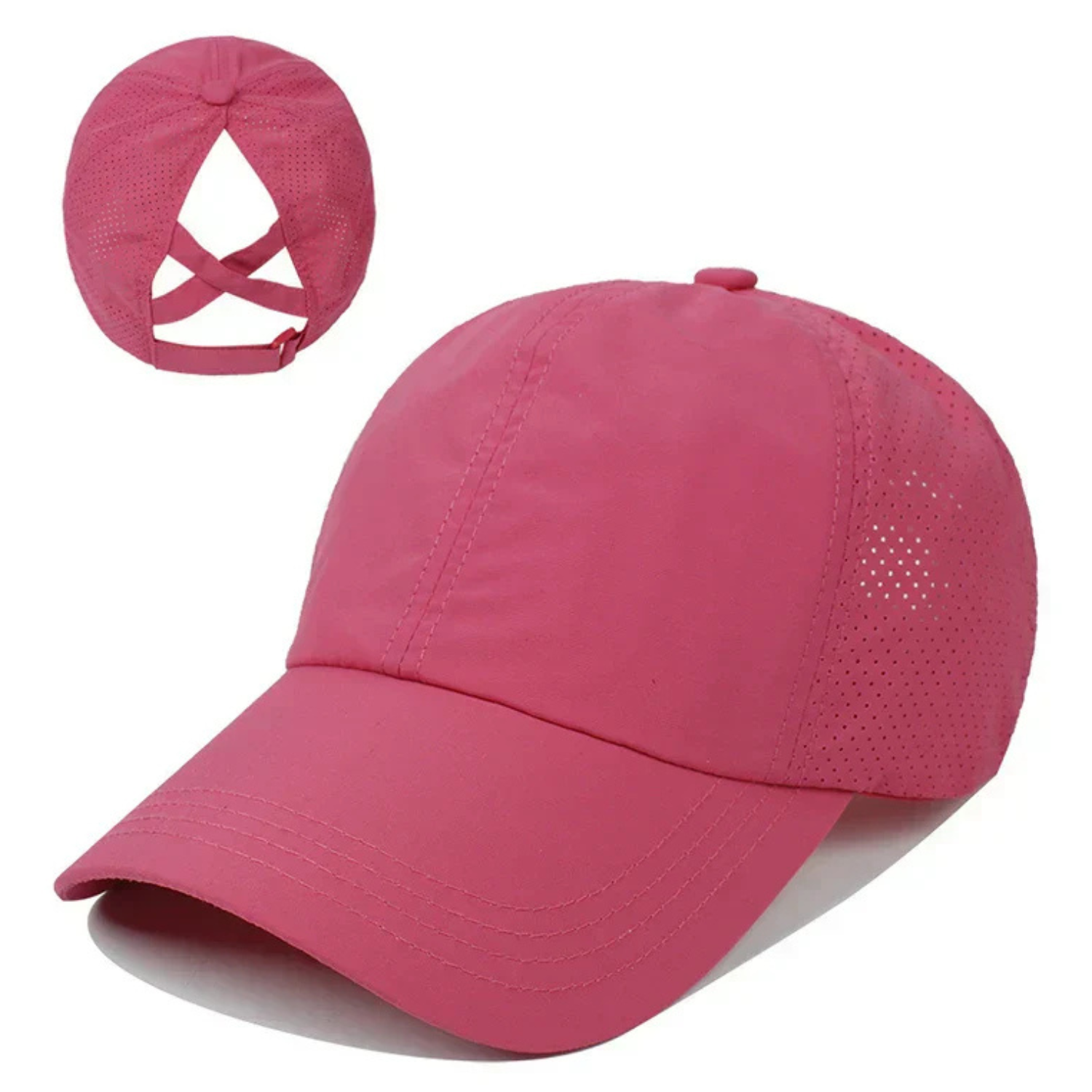 BreezeFit Mesh Sports Cap with Ponytail Opening and Adjustable Strap
