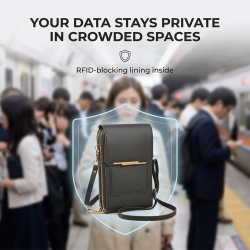 CarryEase Crossbody Phone Bag with Touchscreen Pocket and RFID Protection