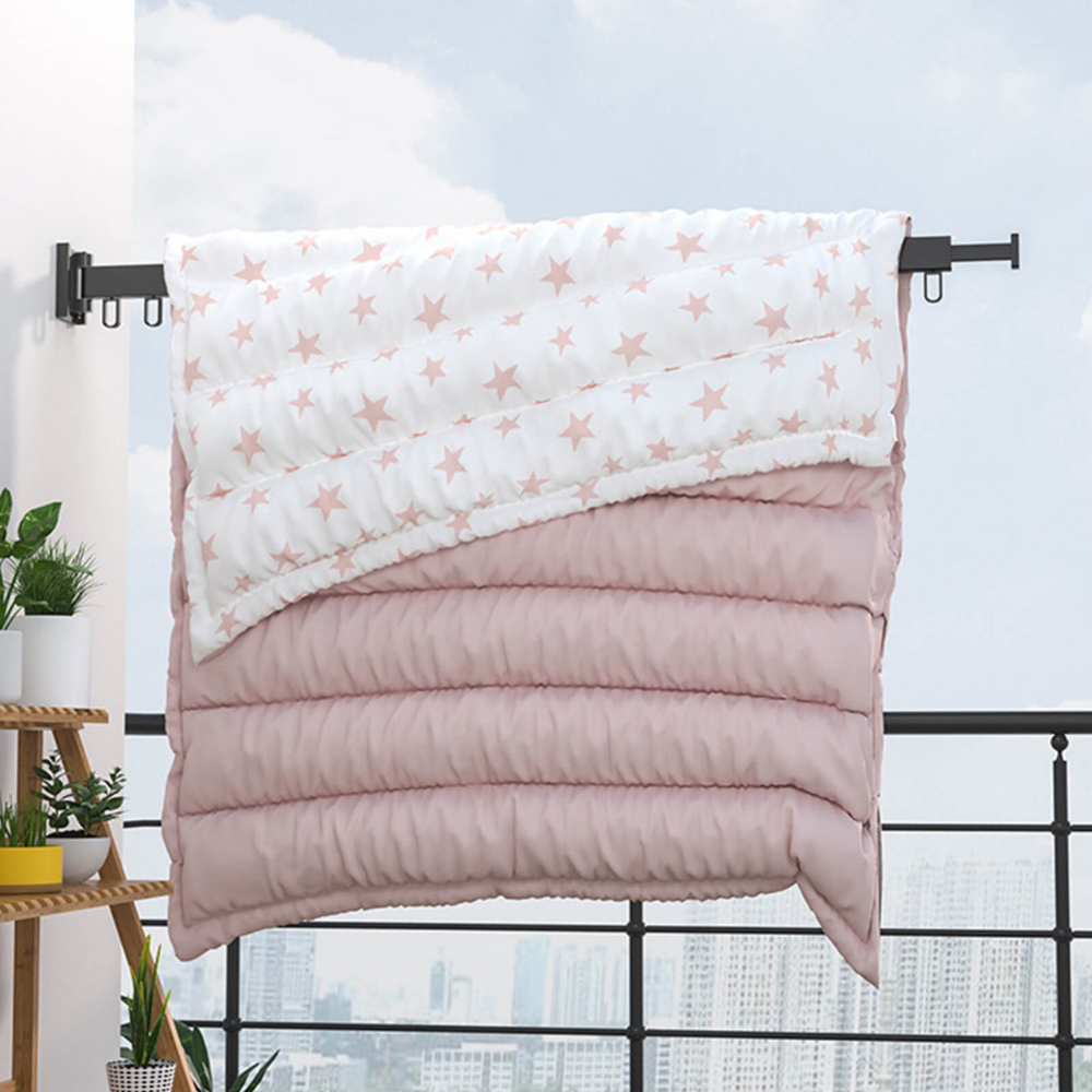 Wall-Mounted Tri-Fold Aluminum Clothes Drying Rack with Telescopic Extension