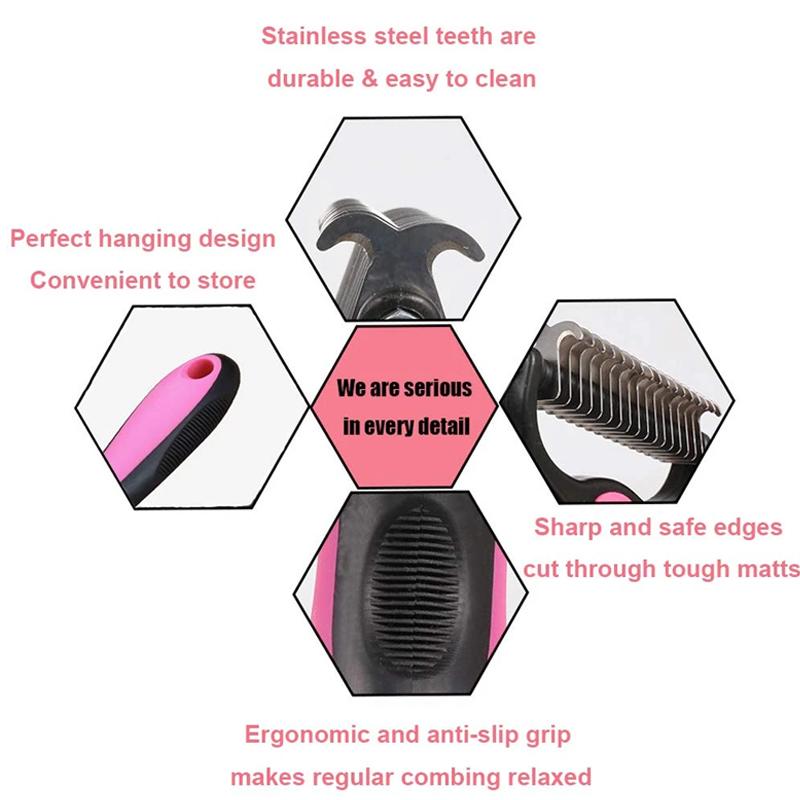 Dual-Guard Undercoat Rake for Dogs and Cats - Professional Deshedding Grooming Tool