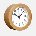 Silent Beech Wood Analog Alarm Clock with LED Backlight and Quartz Movement