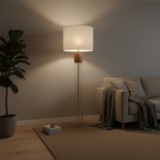 Glass and Wood Floor Lamp
