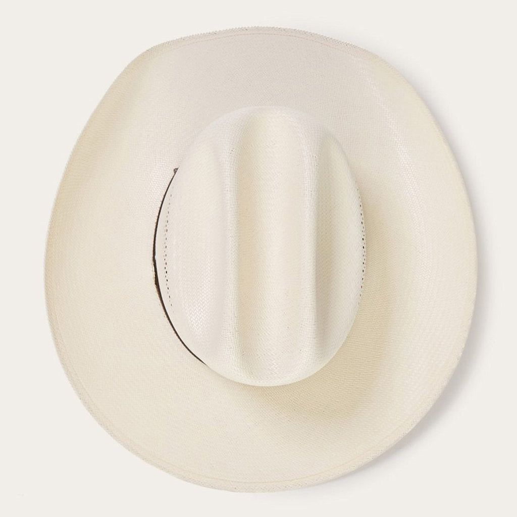 Premium Ventilated Straw Cowboy Hat with Leather Band and Silver Accents