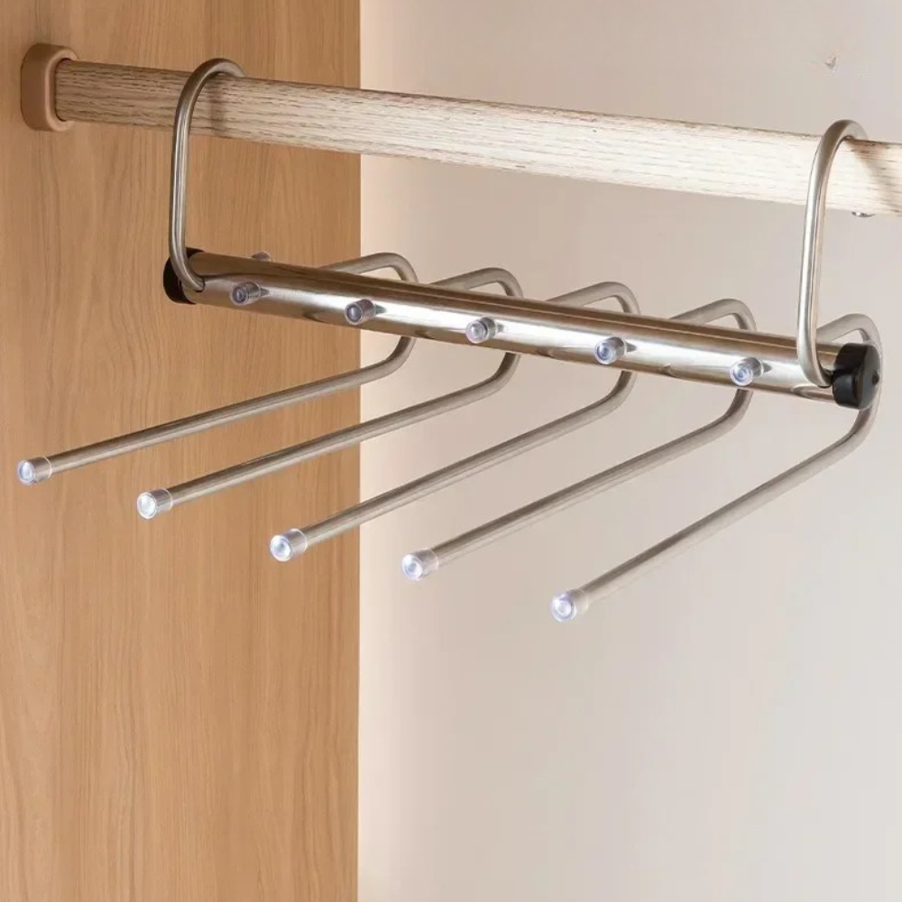 Multi-Bar Stainless Steel Pants Hanger with Dual-Mode Orientation