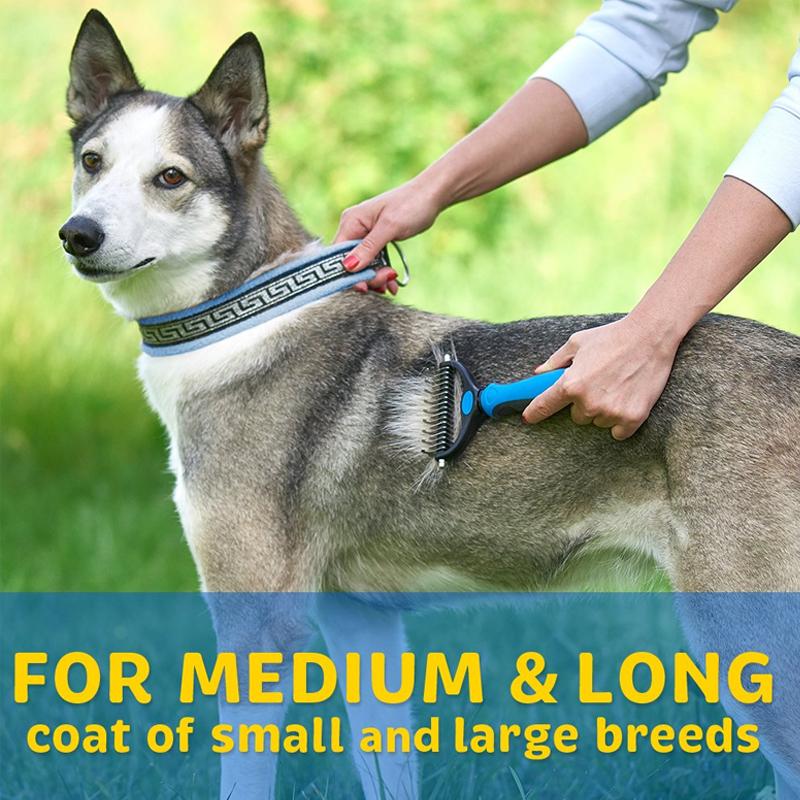 Dual-Guard Undercoat Rake for Dogs and Cats - Professional Deshedding Grooming Tool