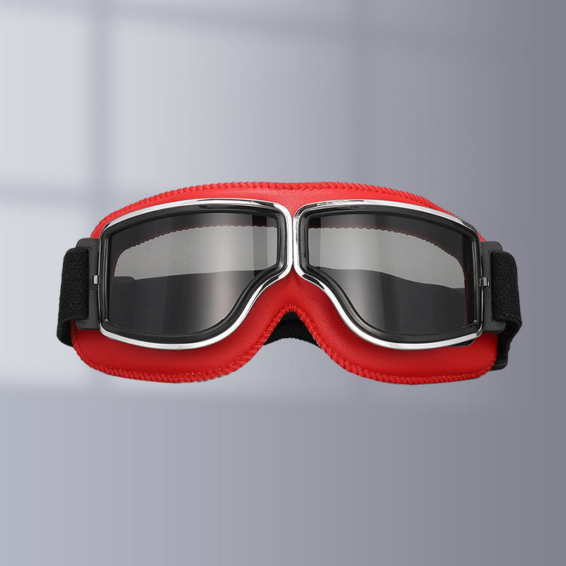 Retro Aviator Over-Glasses Motorcycle Goggles – Leather Foldable Design
