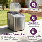 CrystalChill Countertop Ice Maker | Portable Ice Cube Machine 22kg/24H