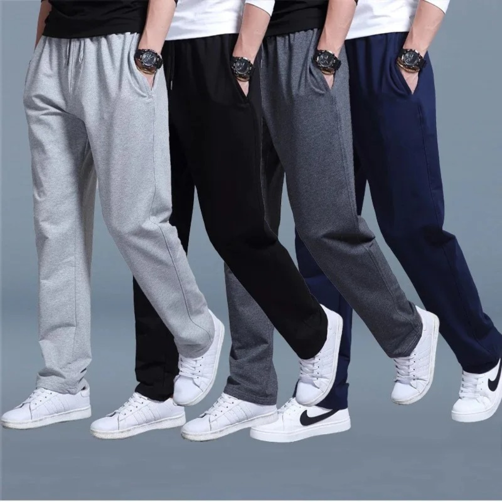 Men's Wide Leg Jogging Trousers with Drawstring Waist