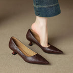 LuxeEdge Genuine Leather Pointed Toe Slip On Pumps for Women