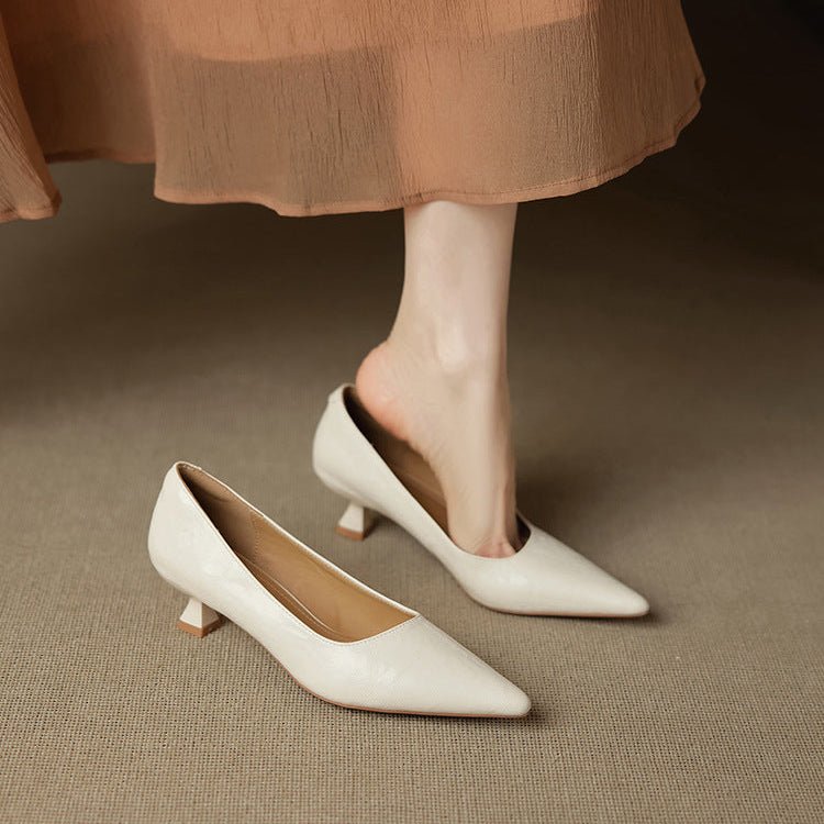 LuxeEdge Genuine Leather Pointed Toe Slip On Pumps for Women