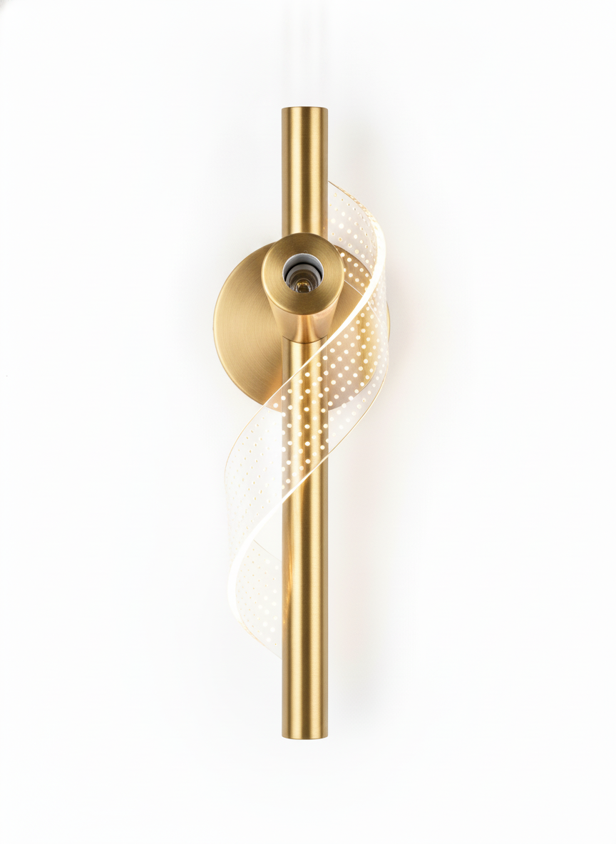 Applique a spirale moderna in oro con luci a LED