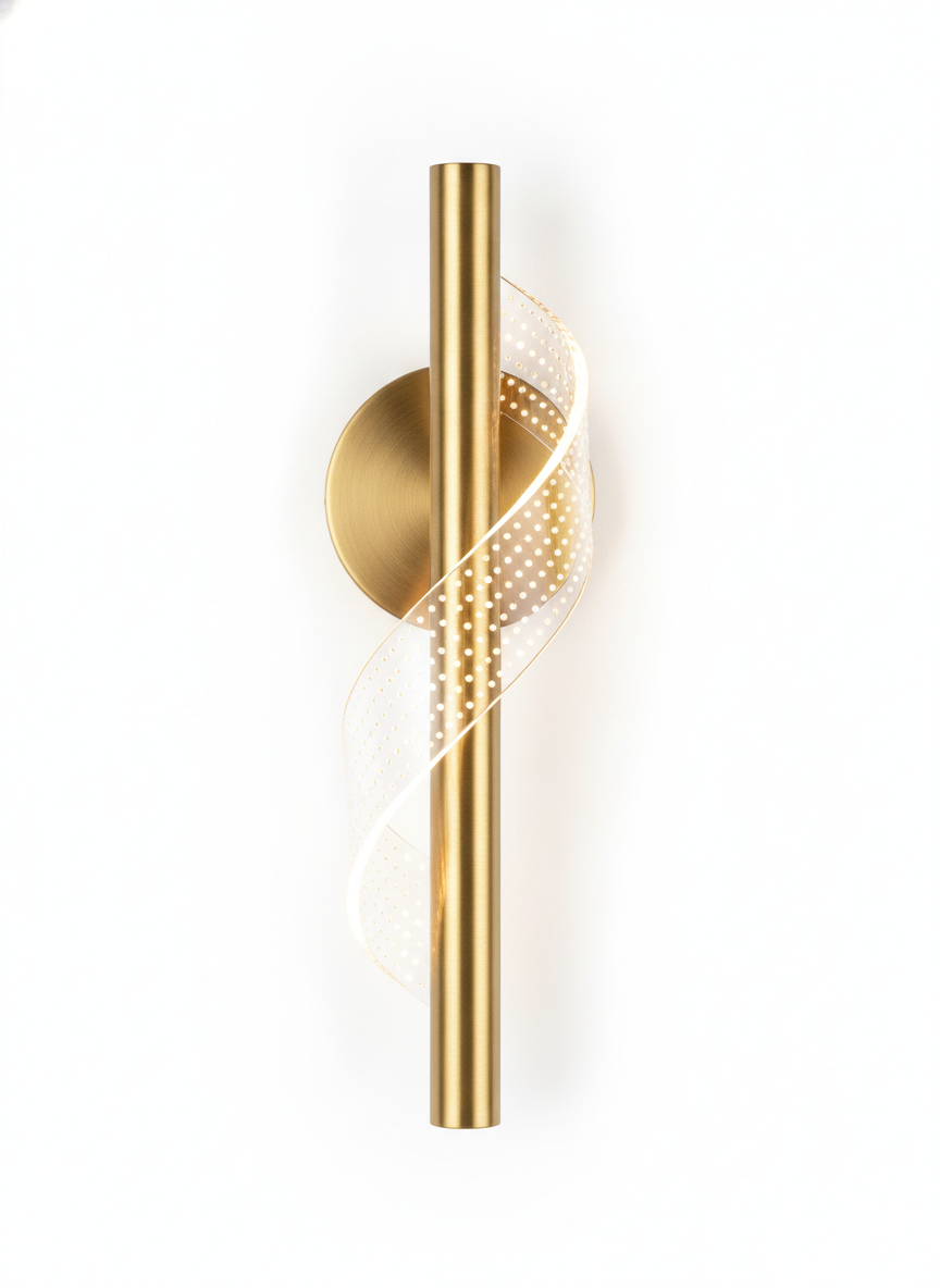 Applique a spirale moderna in oro con luci a LED