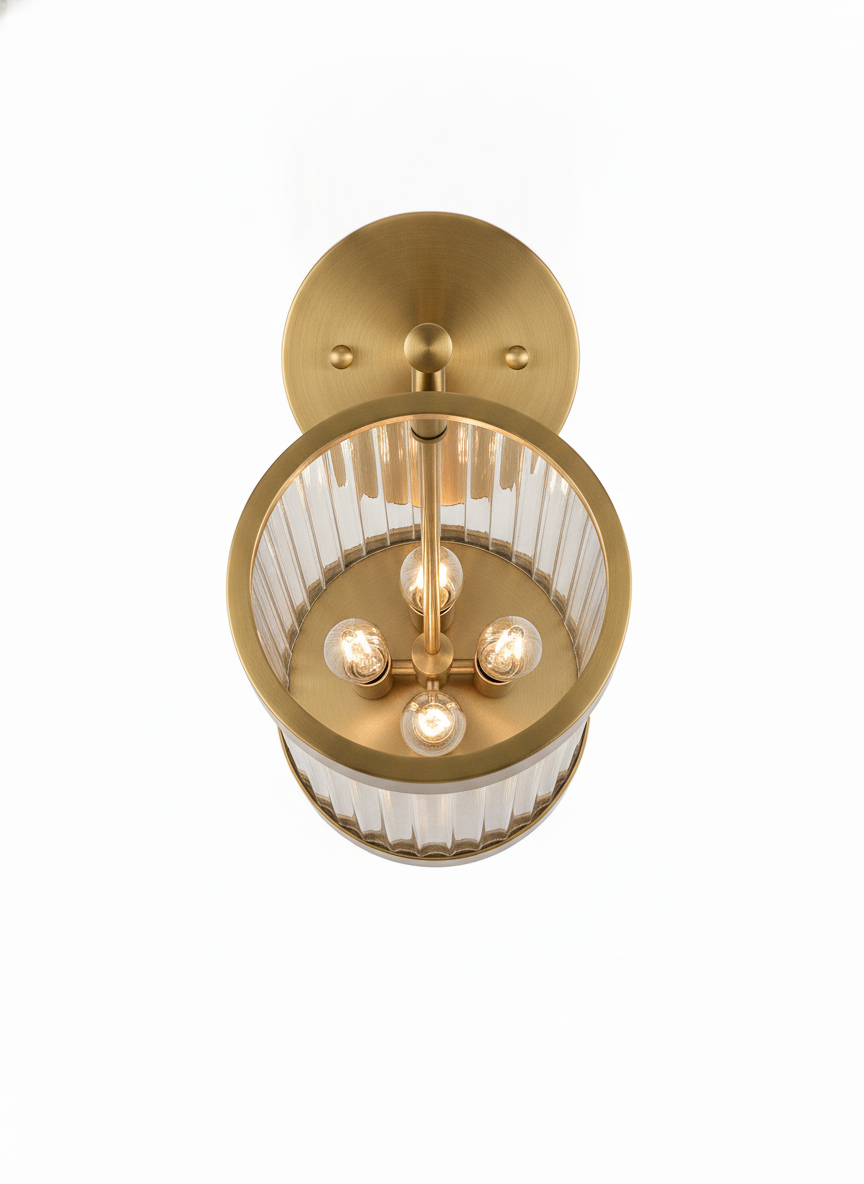 Applique moderna a cilindro in cristallo - Lampada in oro