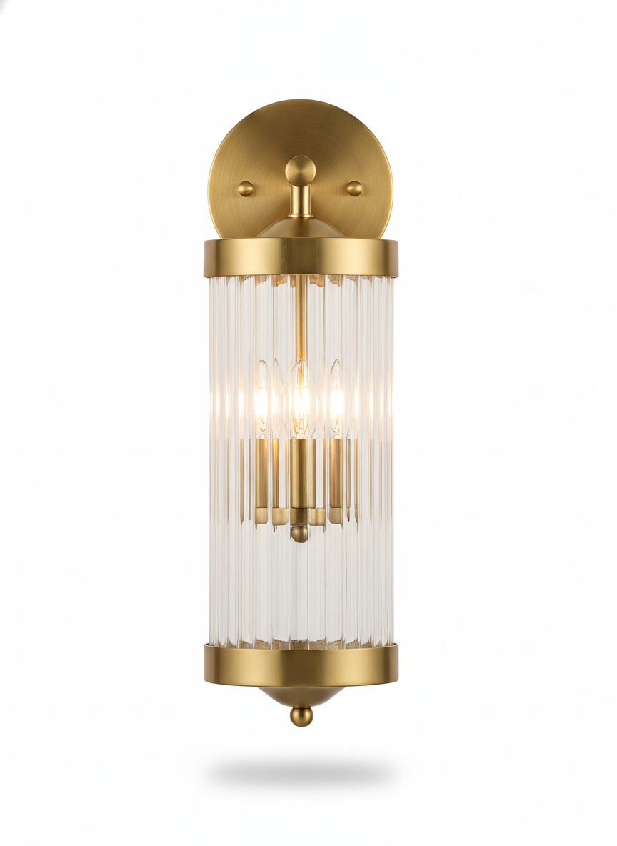 Applique moderna a cilindro in cristallo - Lampada in oro