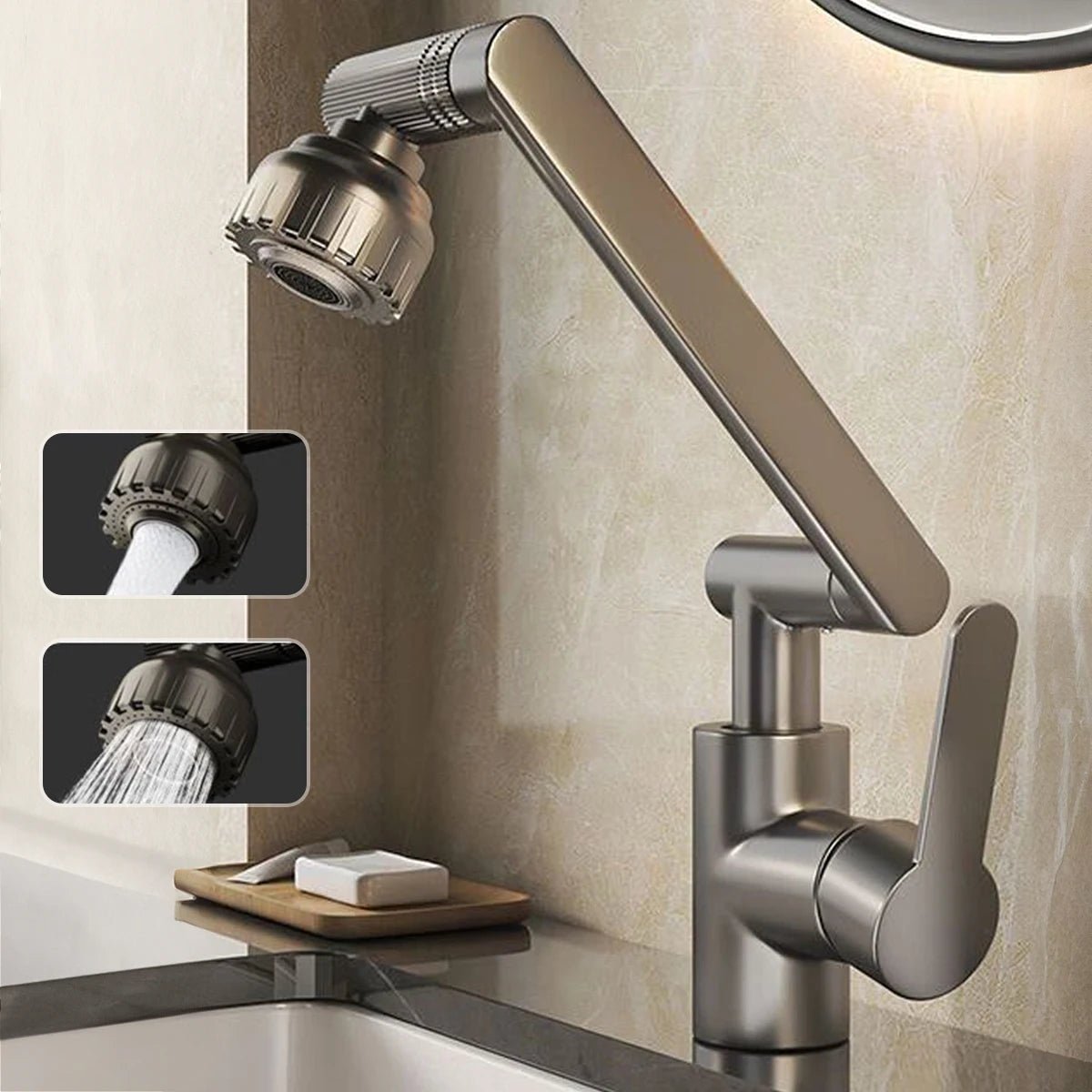 Flex-Spray Dual Mode Kitchen Faucet with 360° Swivel Arm