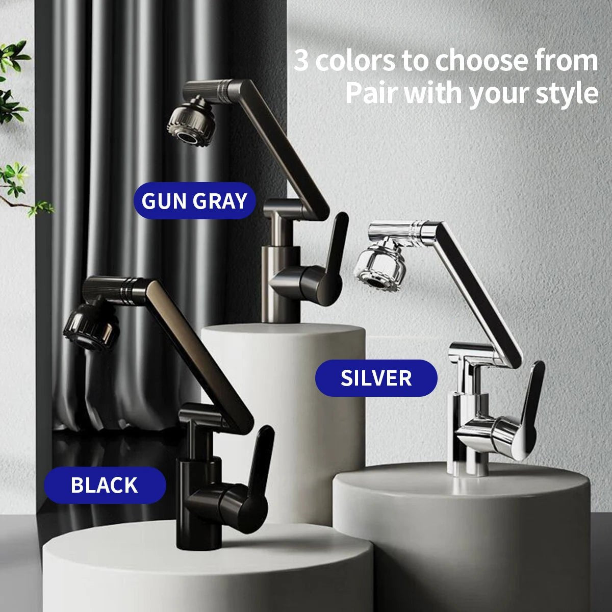 Flex-Spray Dual Mode Kitchen Faucet with 360° Swivel Arm