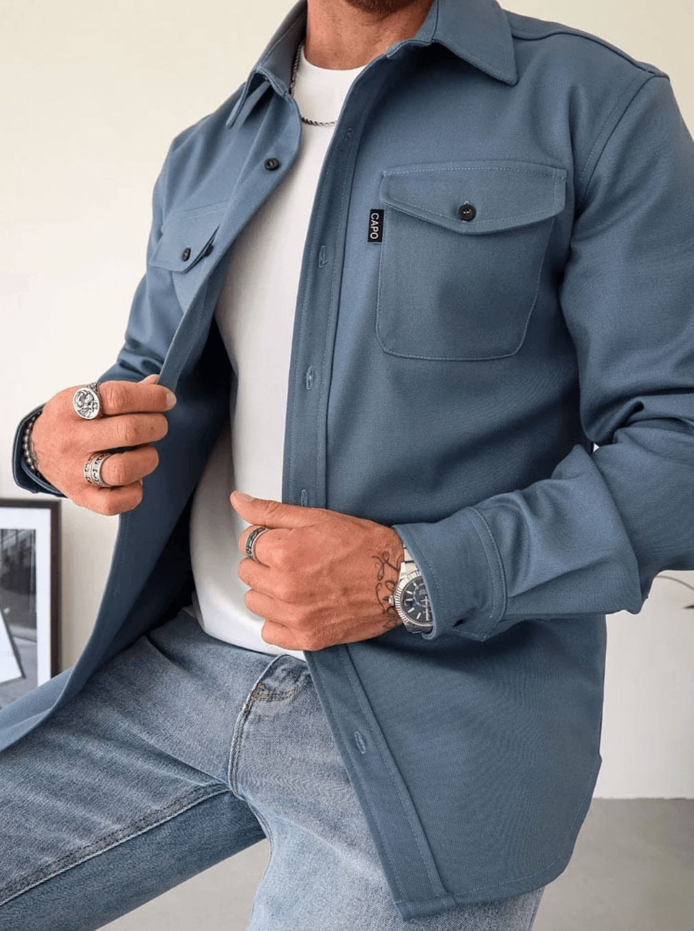 Hartwell Men's Shirt Jacket Long Sleeve Smart Casual Overshirt