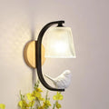 BirdLume Rustic Bird Wall Lamp with Wood and Glass Accent Lighting