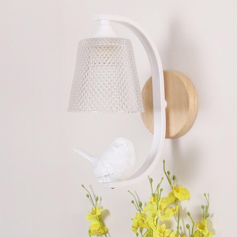BirdLume Rustic Bird Wall Lamp with Wood and Glass Accent Lighting