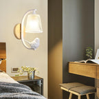 BirdLume Rustic Bird Wall Lamp with Wood and Glass Accent Lighting