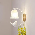 BirdLume Rustic Bird Wall Lamp with Wood and Glass Accent Lighting