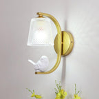 BirdLume Rustic Bird Wall Lamp with Wood and Glass Accent Lighting